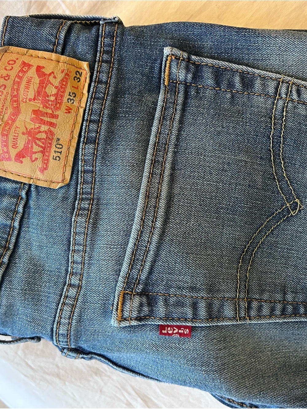 Levi's Men's Slim Straight Jeans - Light Blue with Brown Patch